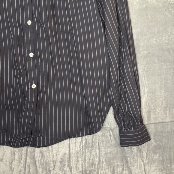 Loft Blue White Striped Button Front Shirt Too Soft Size Small - Picture 5 of 9